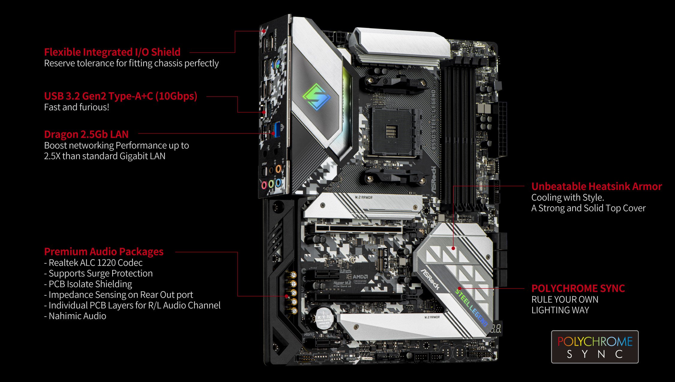 ASRock B550 STEEL LEGEND AM4 AMD B550 SATA 6Gb/s ATX AMD Motherboard